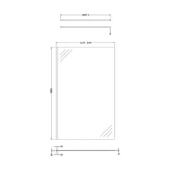 [BESCBB012] 1200 Wetroom panel/suport bar, BB - Technical Drawing