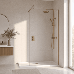 [BESCBB012] Blymhill 8mm Toughened Safety Glass Wetroom Screen with Support Bar, H: 1850mm - Choice of Size and Colour - Lifestyle 1