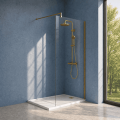 [BESCBB012] Blymhill 8mm Toughened Safety Glass Wetroom Screen with Support Bar, H: 1850mm - Choice of Size and Colour - Silo