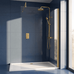 [BESCBB014] Blymhill 8mm Toughened Safety Glass Wetroom Screen with Support Bar, H: 1850mm - Choice of Size and Colour - Silo
