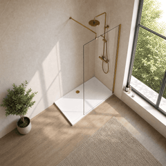 [BESCBB070] Blymhill 8mm Toughened Safety Glass Wetroom Screen with Support Bar, H: 1850mm - Choice of Size and Colour - Lifestyle 2