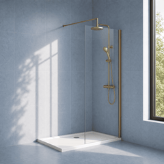 [BESCBB070] Blymhill 8mm Toughened Safety Glass Wetroom Screen with Support Bar, H: 1850mm - Choice of Size and Colour - Silo