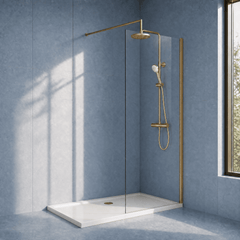 [BESCBB076] Blymhill 8mm Toughened Safety Glass Wetroom Screen with Support Bar, H: 1850mm - Choice of Size and Colour - Silo