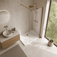 [BESCBB090] Blymhill 8mm Toughened Safety Glass Wetroom Screen with Support Bar, H: 1850mm - Choice of Size and Colour - Lifestyle 2