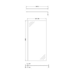 [BESCBP090] 900 Wetroom panel/suport bar, MB - Technical Drawing