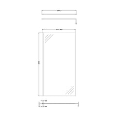 [BESCGM010] 1000 Wetroom panel/suport bar, BP - Technical Drawing