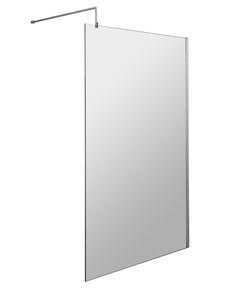 [BESO1000CP] Blymhill Contemporary 8mm Toughened Safety Glass Wetroom Screen with Support Bar, H: 1950mm, Choice of Size and Colour