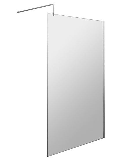 [BESO1000CP] Blymhill Contemporary 8mm Toughened Safety Glass Wetroom Screen with Support Bar, H: 1950mm, Choice of Size and Colour