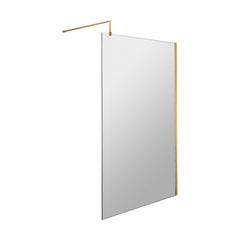 [BESO1100BB] Balterley Contemporary Bathroom 8mm Glass Profile Wetroom Screen with Support Bar, Brushed Brass, 1950 x 1100 x 14mm - Cutout
