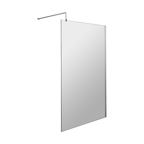 [BESO1100CP] Blymhill Contemporary 8mm Toughened Safety Glass Wetroom Screen with Support Bar, H: 1950mm, Choice of Size and Colour - Cutout