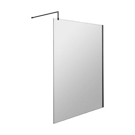 [BESO1400MB] Blymhill Contemporary 8mm Toughened Safety Glass Wetroom Screen with Support Bar, H: 1950mm, Choice of Size and Colour - Cutout