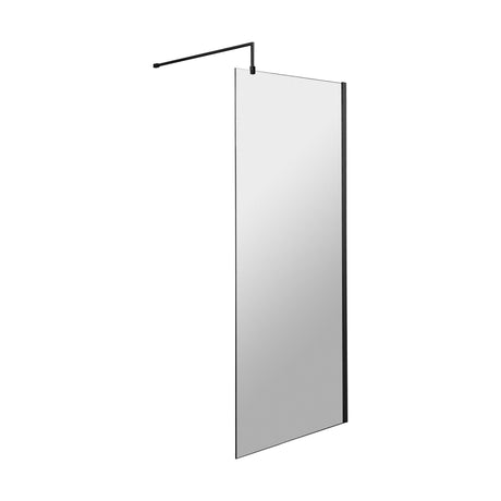 [BESO700MB] Blymhill Contemporary 8mm Toughened Safety Glass Wetroom Screen with Support Bar, H: 1950mm, Choice of Size and Colour - Cutout