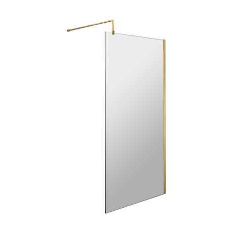 [BESO800BB] Blymhill Contemporary 8mm Toughened Safety Glass Wetroom Screen with Support Bar, H: 1950mm, Choice of Size and Colour - Cutout
