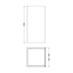 [BESOSP10] Sonic 8mm Toughened Safety Glass Shower Side Panel - Multiple Sizes Available - Technical Drawing