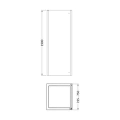 [BESOSP76] Sonic 8mm Toughened Safety Glass Shower Side Panel - Multiple Sizes Available - Technical Drawing