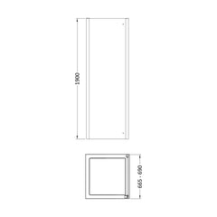 [BESOSP7] Sonic 8mm Toughened Safety Glass Shower Side Panel - Multiple Sizes Available - Technical Drawing