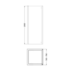 [BESOSP8] Sonic 8mm Toughened Safety Glass Shower Side Panel - Multiple Sizes Available - Technical Drawing