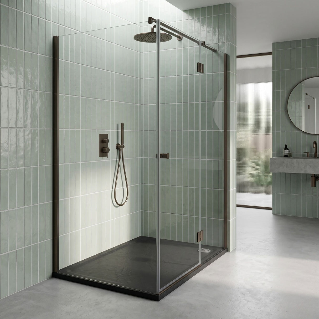 [BETAQS1490BLK] Black Rectangular Slate Effect Shower Tray - Choice of Size - Lifestyle 3