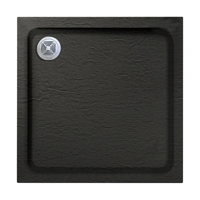 [BETAQS8080BLK] Black Square Slate Effect Shower Tray - Choice of Size - Cutout