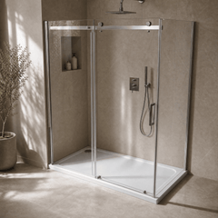 [BETASP1280] White Rectangular Stone Slip Resistant Shower Tray - Available in Multiple Sizes - Lifestyle 1