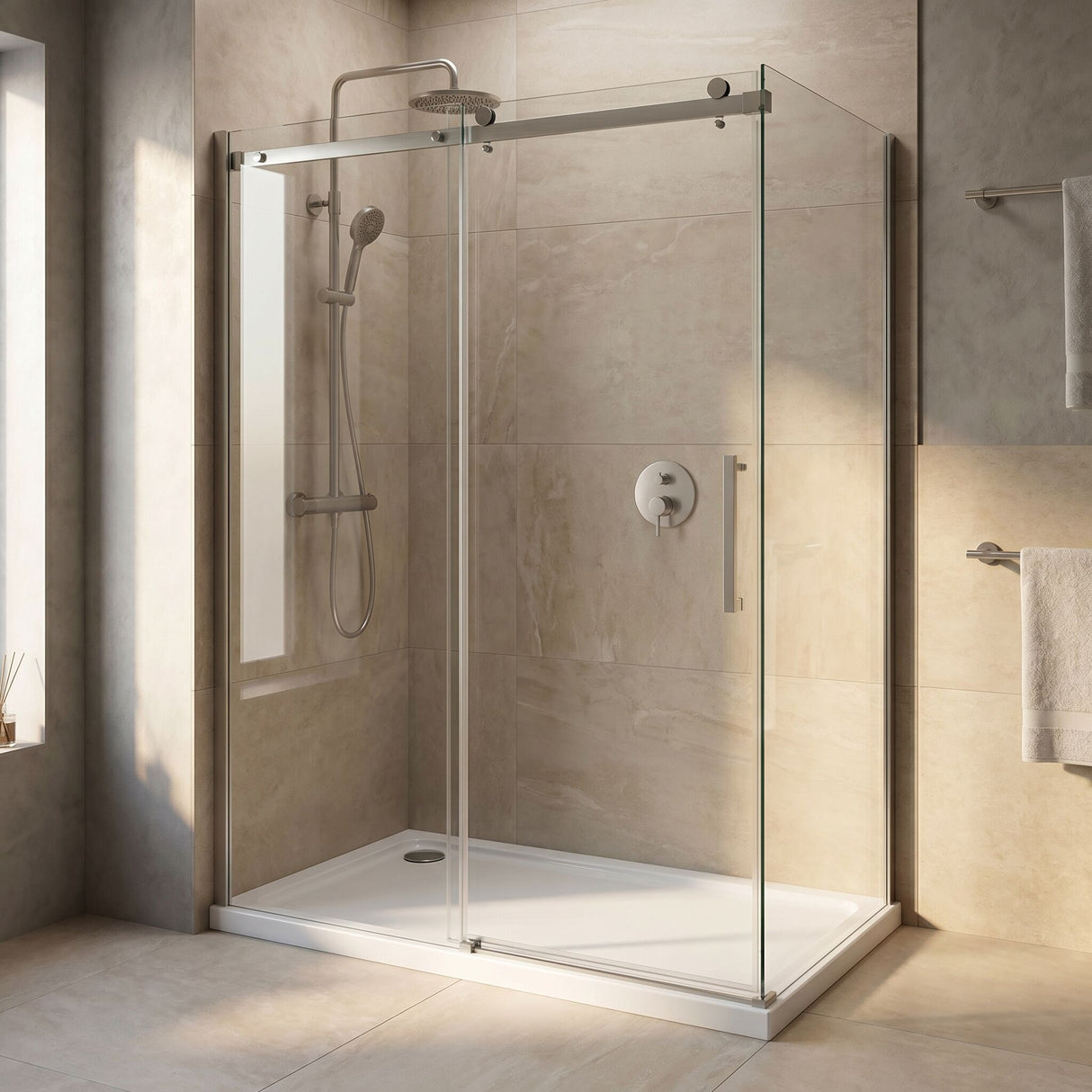 [BETASP1280] White Rectangular Stone Slip Resistant Shower Tray - Available in Multiple Sizes - Lifestyle 3
