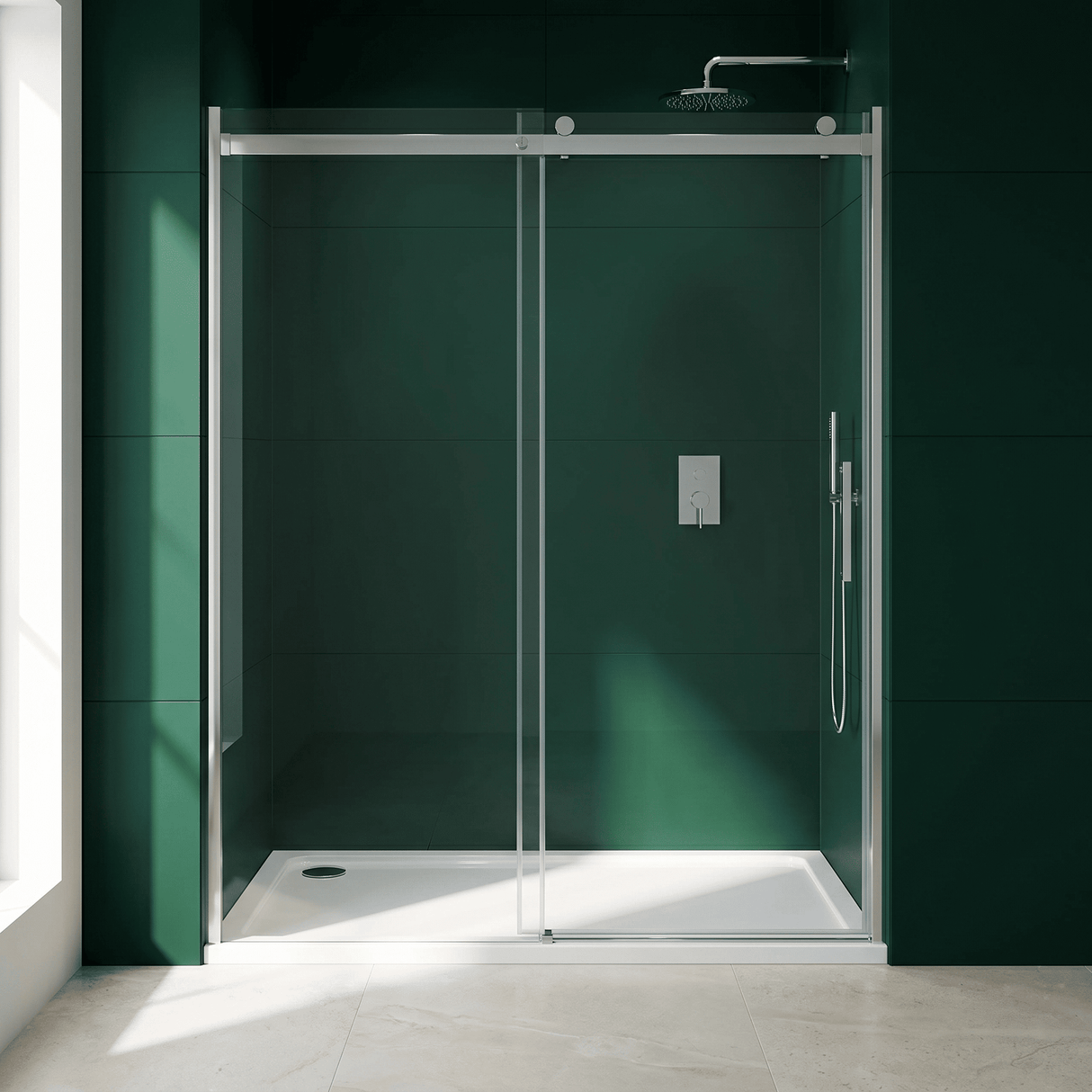 [BETASP1476] White Rectangular Stone Slip Resistant Shower Tray - Available in Multiple Sizes - Lifestyle 1