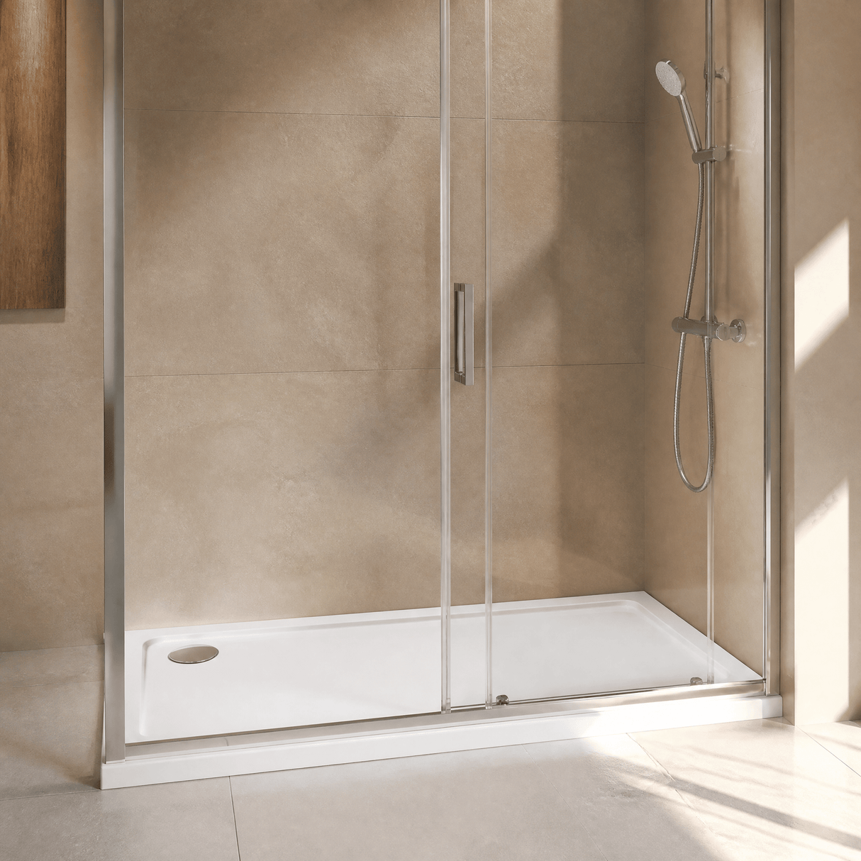 [BETASP1476] White Rectangular Stone Slip Resistant Shower Tray - Available in Multiple Sizes - Lifestyle 2