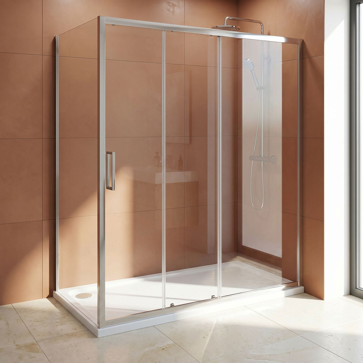 [BETASP1570] White Rectangular Stone Slip Resistant Shower Tray - Available in Multiple Sizes - Lifestyle 2