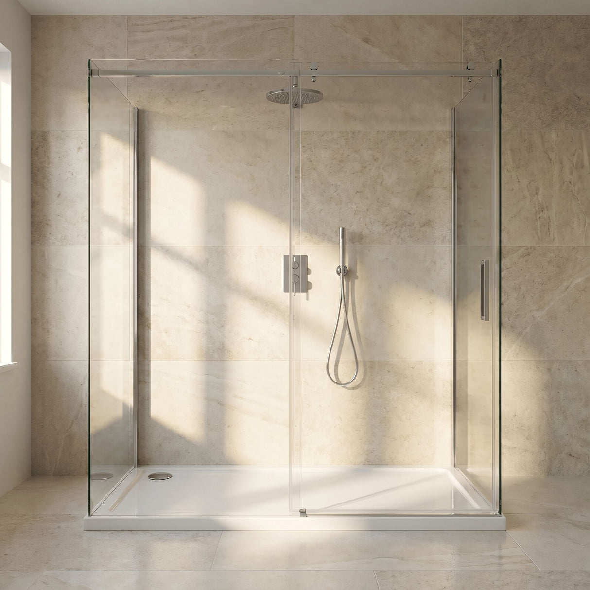 [BETASP1576] White Rectangular Stone Slip Resistant Shower Tray - Available in Multiple Sizes - Lifestyle 1