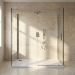 [BETASP1576] White Rectangular Stone Slip Resistant Shower Tray - Available in Multiple Sizes - Lifestyle 1