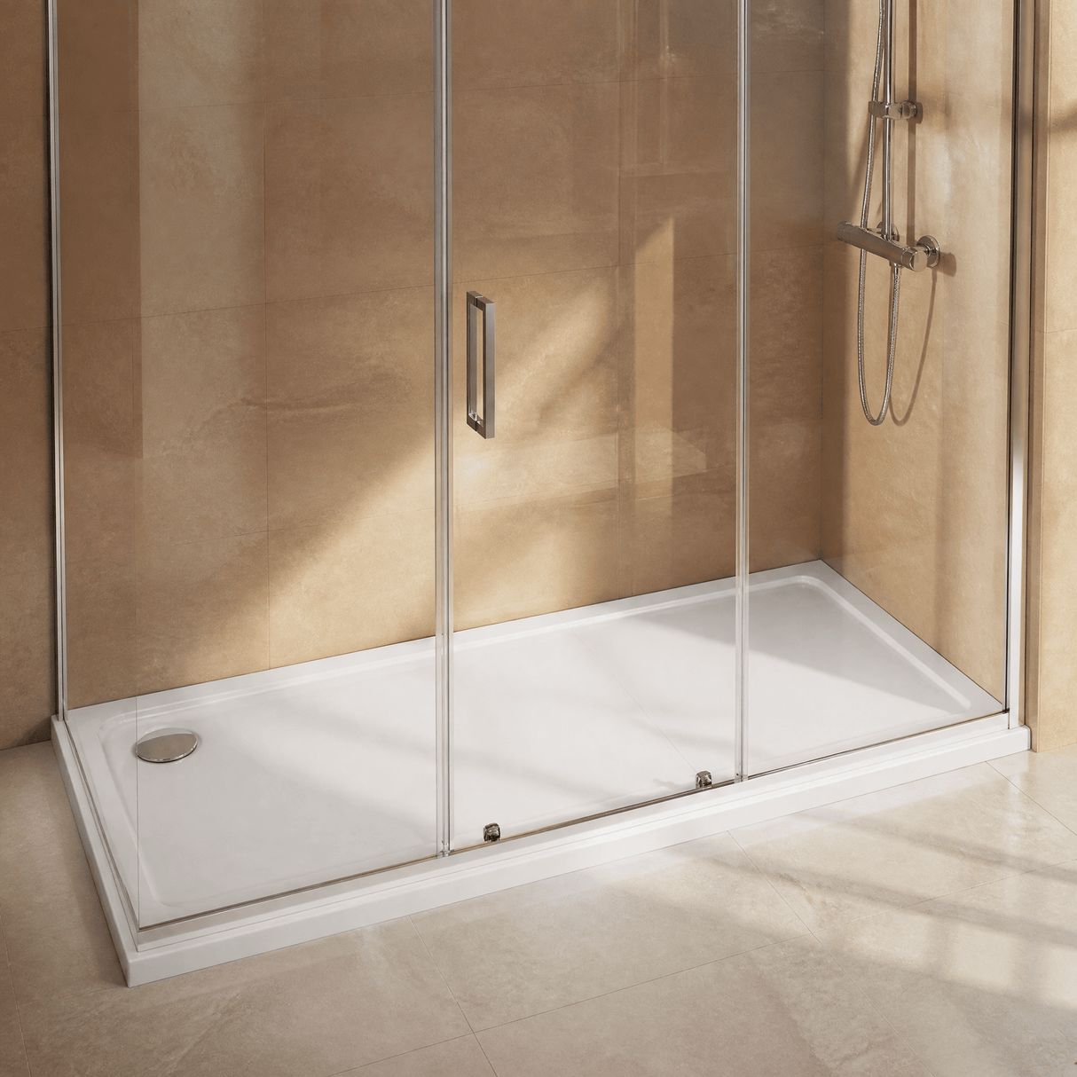 [BETASP1576] White Rectangular Stone Slip Resistant Shower Tray - Available in Multiple Sizes - Lifestyle 2