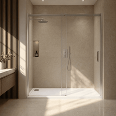 [BETASP1580] White Rectangular Stone Slip Resistant Shower Tray - Available in Multiple Sizes - Lifestyle 1