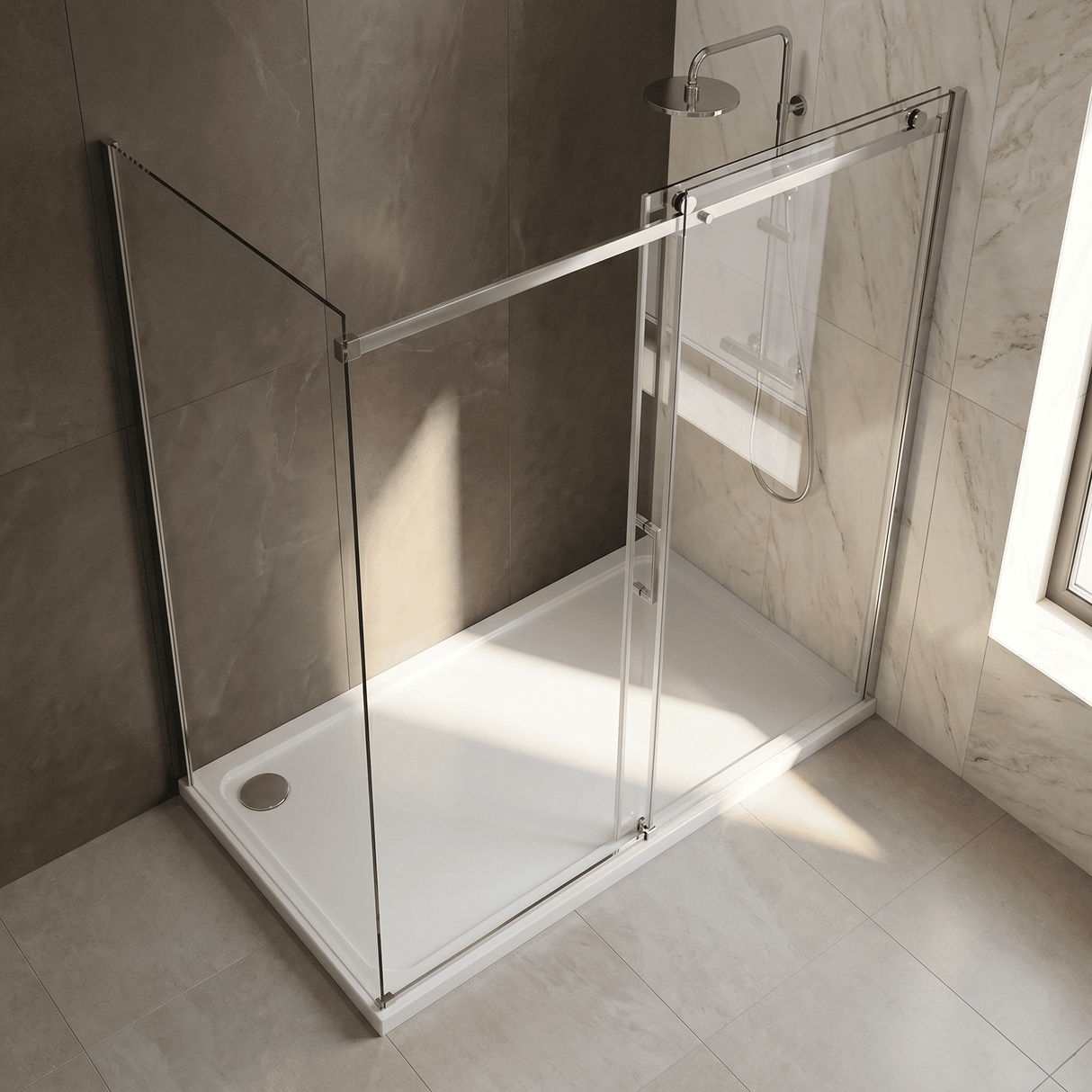 [BETASP1580] White Rectangular Stone Slip Resistant Shower Tray - Available in Multiple Sizes - Lifestyle 2