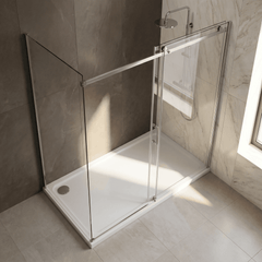 [BETASP1580] White Rectangular Stone Slip Resistant Shower Tray - Available in Multiple Sizes - Lifestyle 2