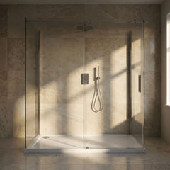 [BETASP1580] White Rectangular Stone Slip Resistant Shower Tray - Available in Multiple Sizes - Lifestyle 3