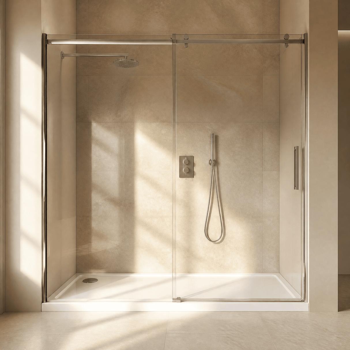 [BETASP1580] White Rectangular Stone Slip Resistant Shower Tray - Available in Multiple Sizes - Silo