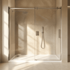 [BETASP1580] White Rectangular Stone Slip Resistant Shower Tray - Available in Multiple Sizes - Silo