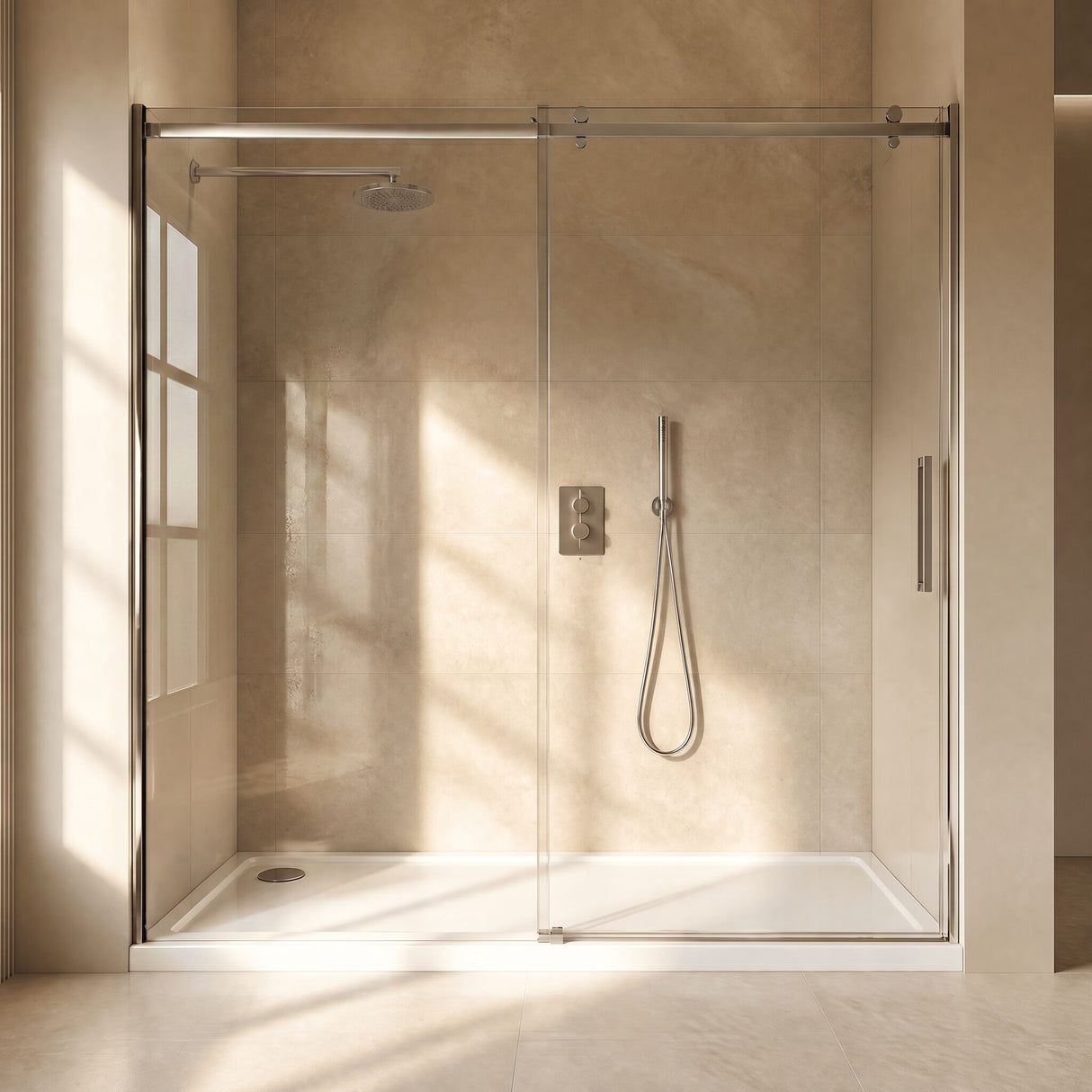 [BETASP1590] White Rectangular Stone Slip Resistant Shower Tray - Available in Multiple Sizes - Lifestyle 1