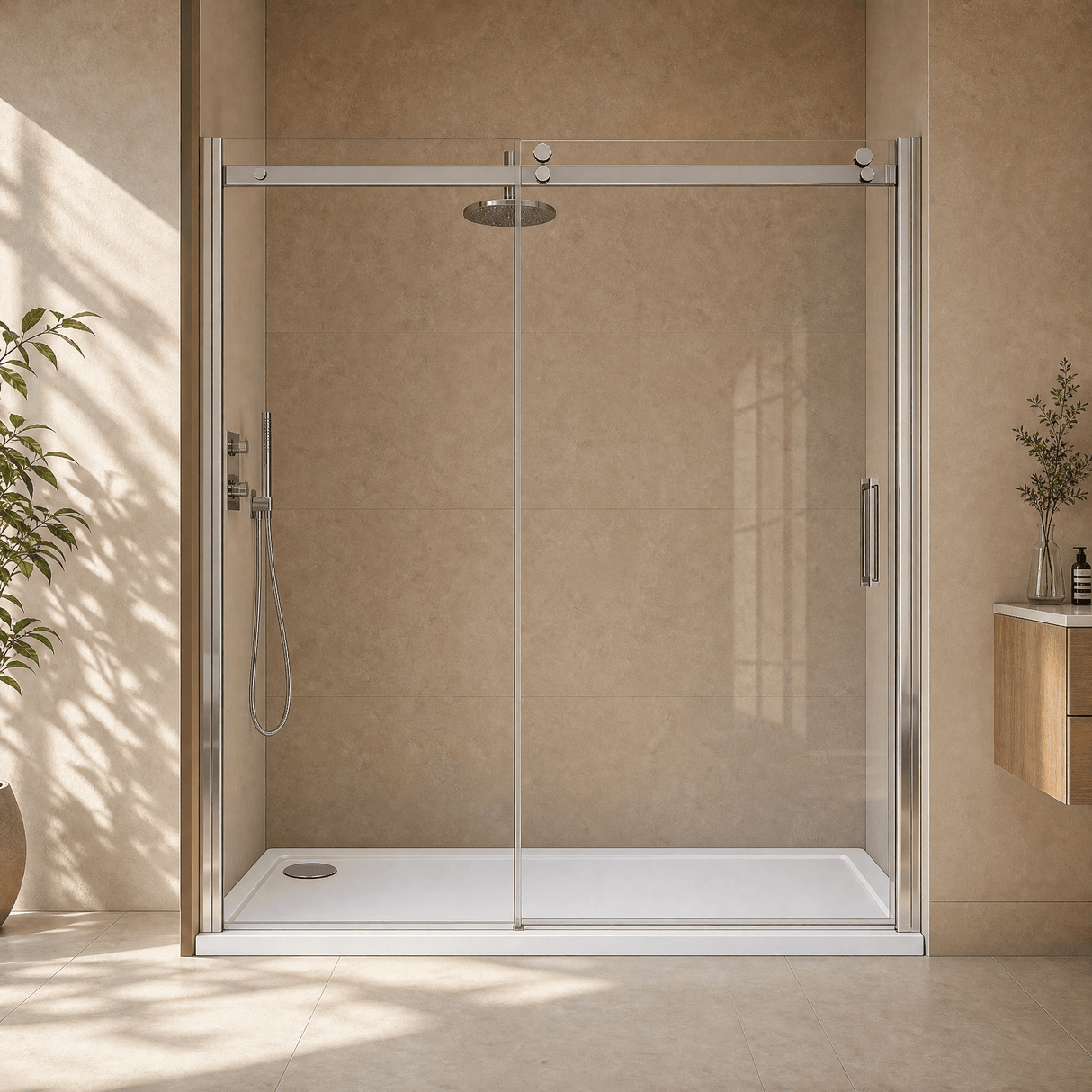 [BETASP1590] White Rectangular Stone Slip Resistant Shower Tray - Available in Multiple Sizes - Silo
