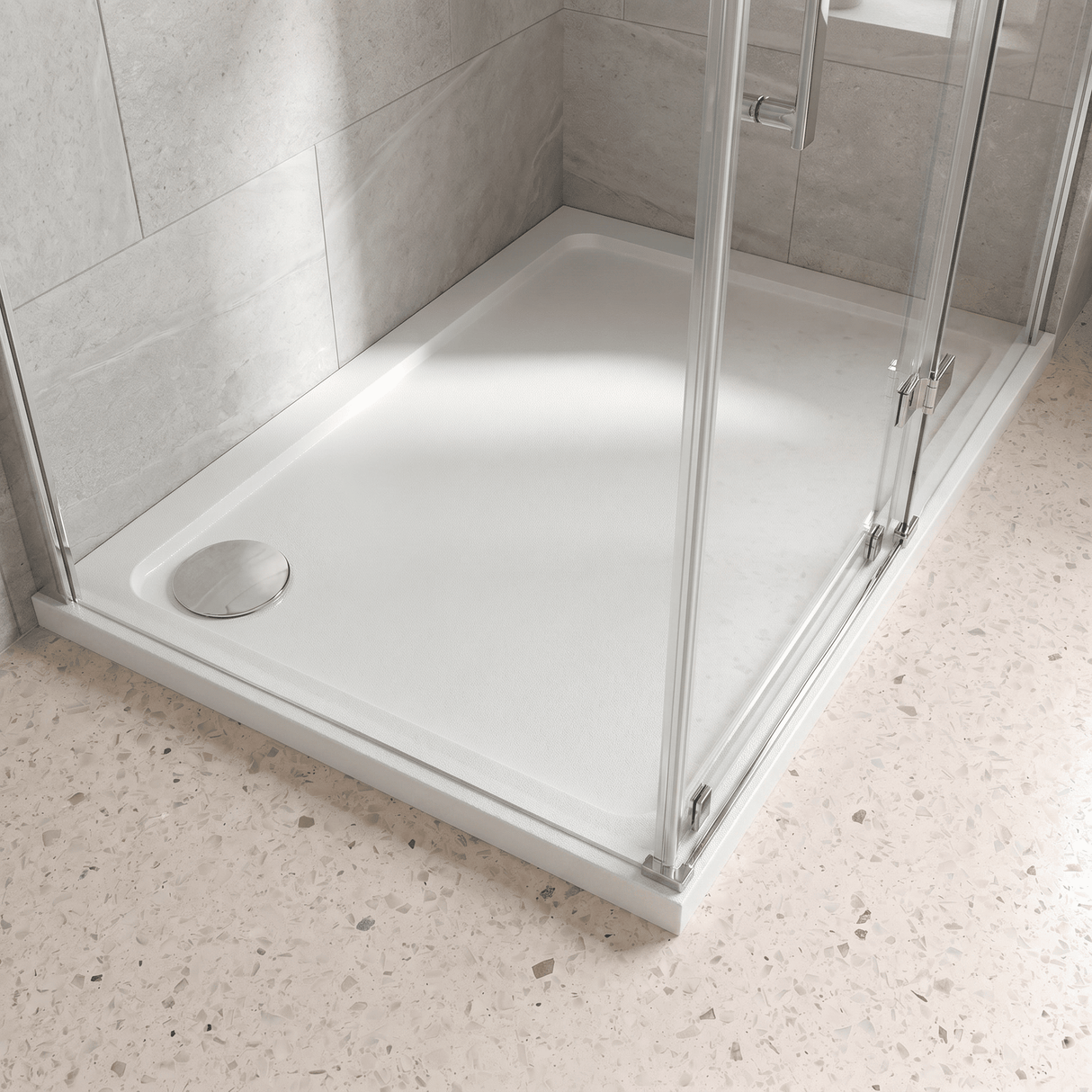 [BETASP1670] White Rectangular Stone Slip Resistant Shower Tray - Available in Multiple Sizes - Lifestyle 2