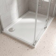 [BETASP1670] White Rectangular Stone Slip Resistant Shower Tray - Available in Multiple Sizes - Lifestyle 2