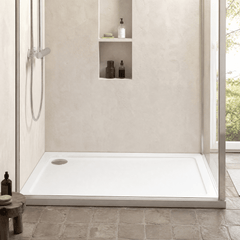 [BETASP1670] White Rectangular Stone Slip Resistant Shower Tray - Available in Multiple Sizes - Silo