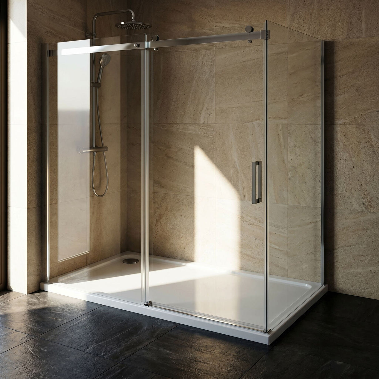 [BETASP1676] White Rectangular Stone Slip Resistant Shower Tray - Available in Multiple Sizes - Lifestyle 2