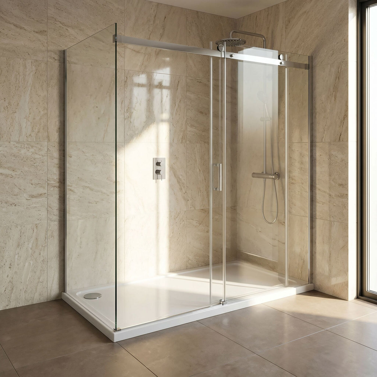 [BETASP1676] White Rectangular Stone Slip Resistant Shower Tray - Available in Multiple Sizes - Lifestyle 3