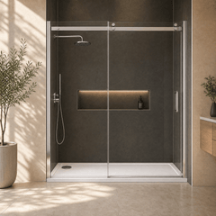 [BETASP1770] White Rectangular Stone Slip Resistant Shower Tray - Available in Multiple Sizes - Lifestyle 1