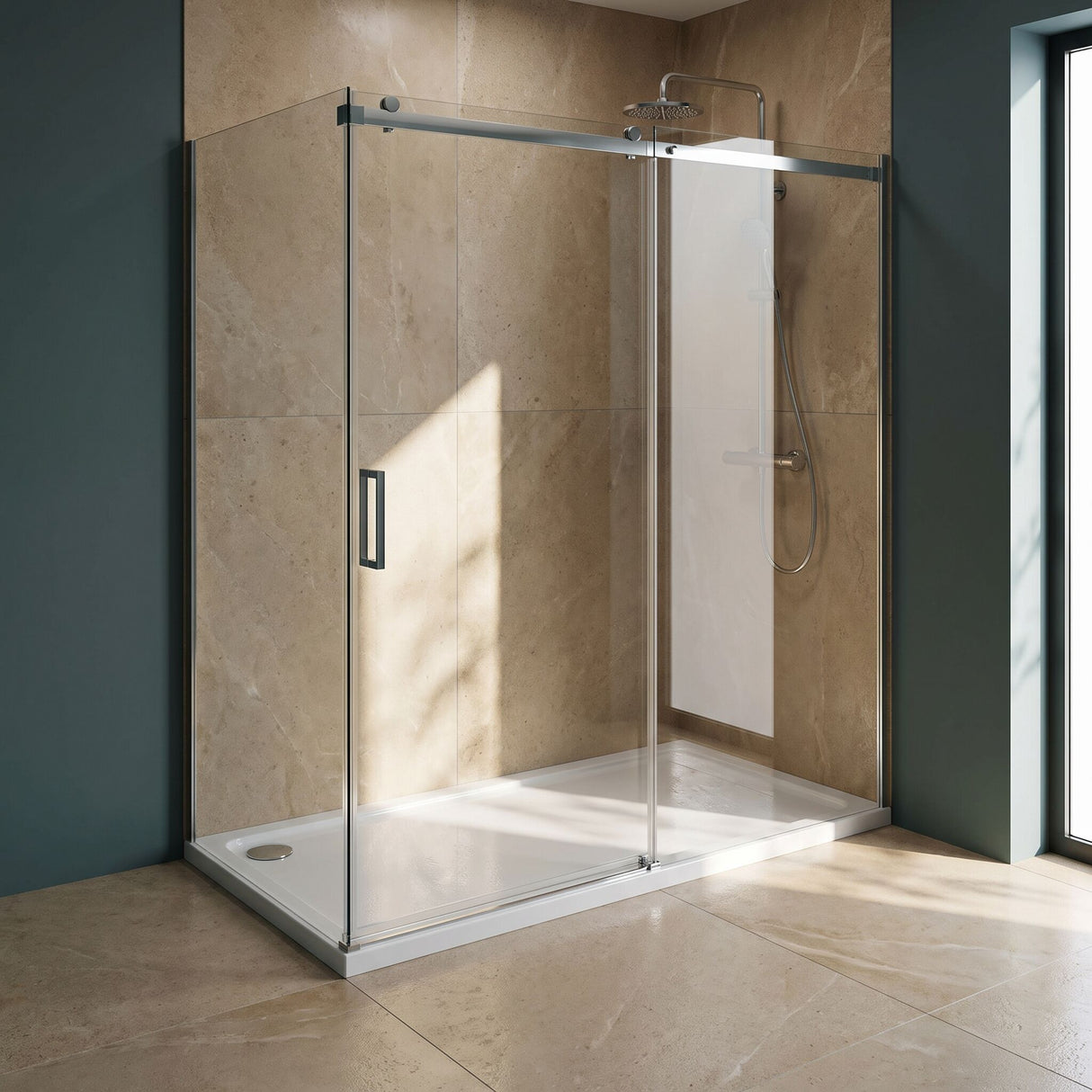 [BETASP1780] White Rectangular Stone Slip Resistant Shower Tray - Available in Multiple Sizes - Lifestyle 1