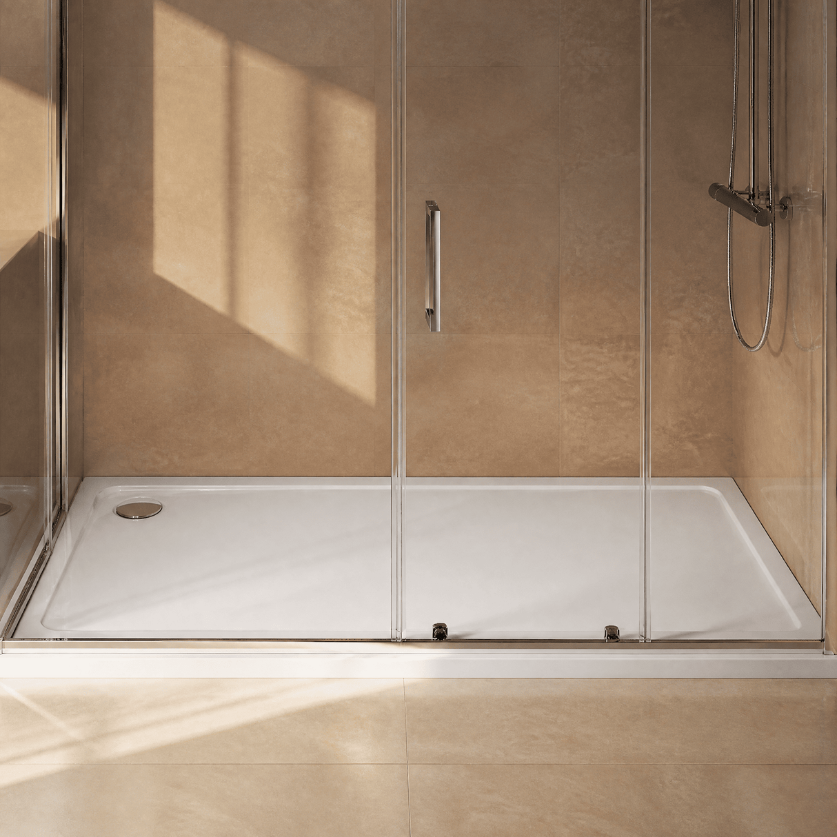 [BETASP1780] White Rectangular Stone Slip Resistant Shower Tray - Available in Multiple Sizes - Lifestyle 2