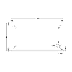 [BETASP1790] White Rectangular Stone Slip Resistant Shower Tray - Available in Multiple Sizes - Technical Drawing