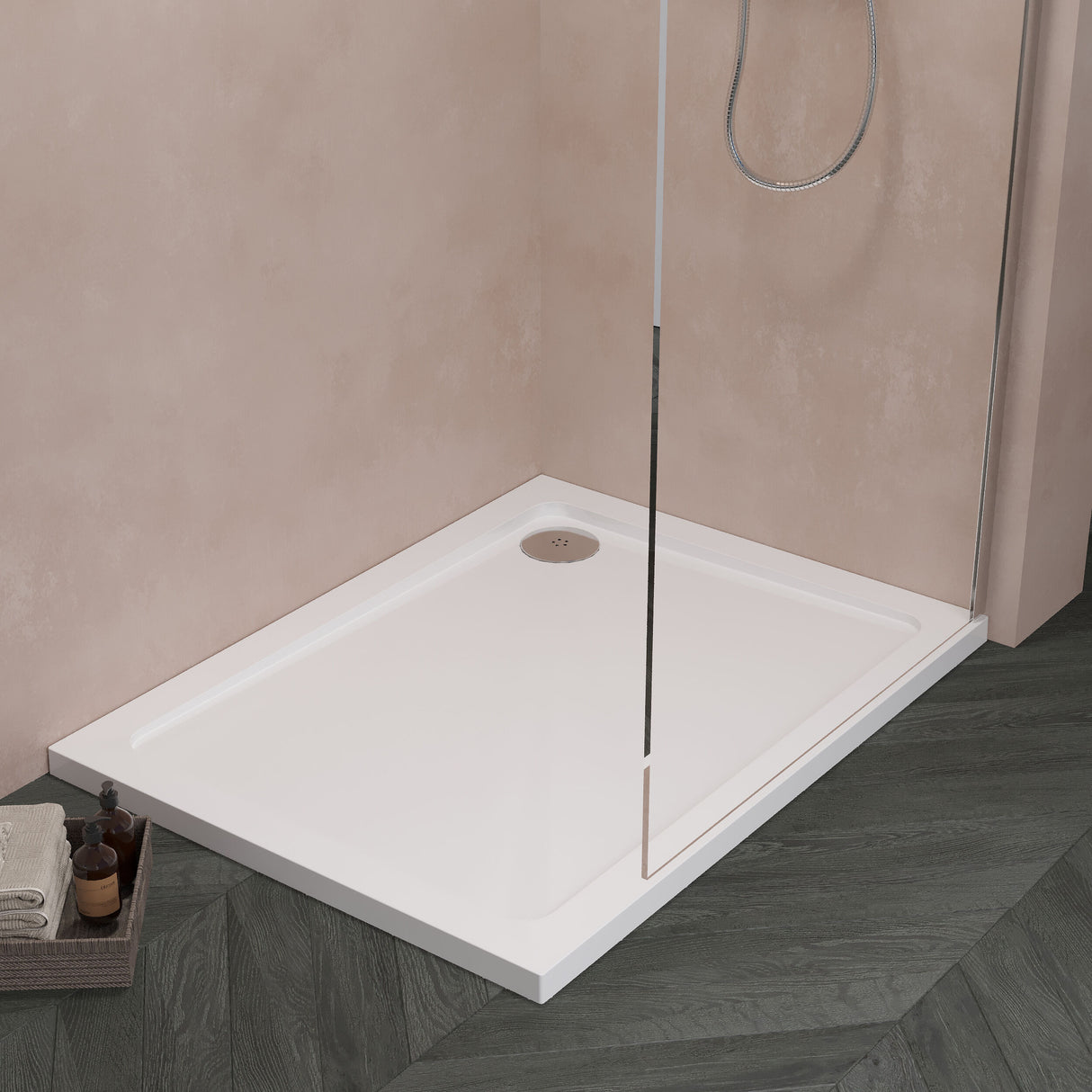 [BETR008] Balterley Shower Tray Modern Rectangular 40mm Profile Slimline, White or Grey - Multiple Sizes Available - Lifestyle 1