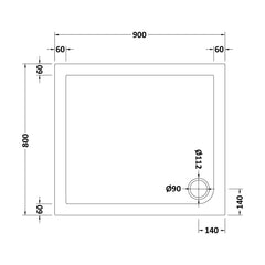 [BETR009] Balterley Shower Tray Modern Rectangular 40mm Profile Slimline, White or Grey - Multiple Sizes Available - Technical Drawing